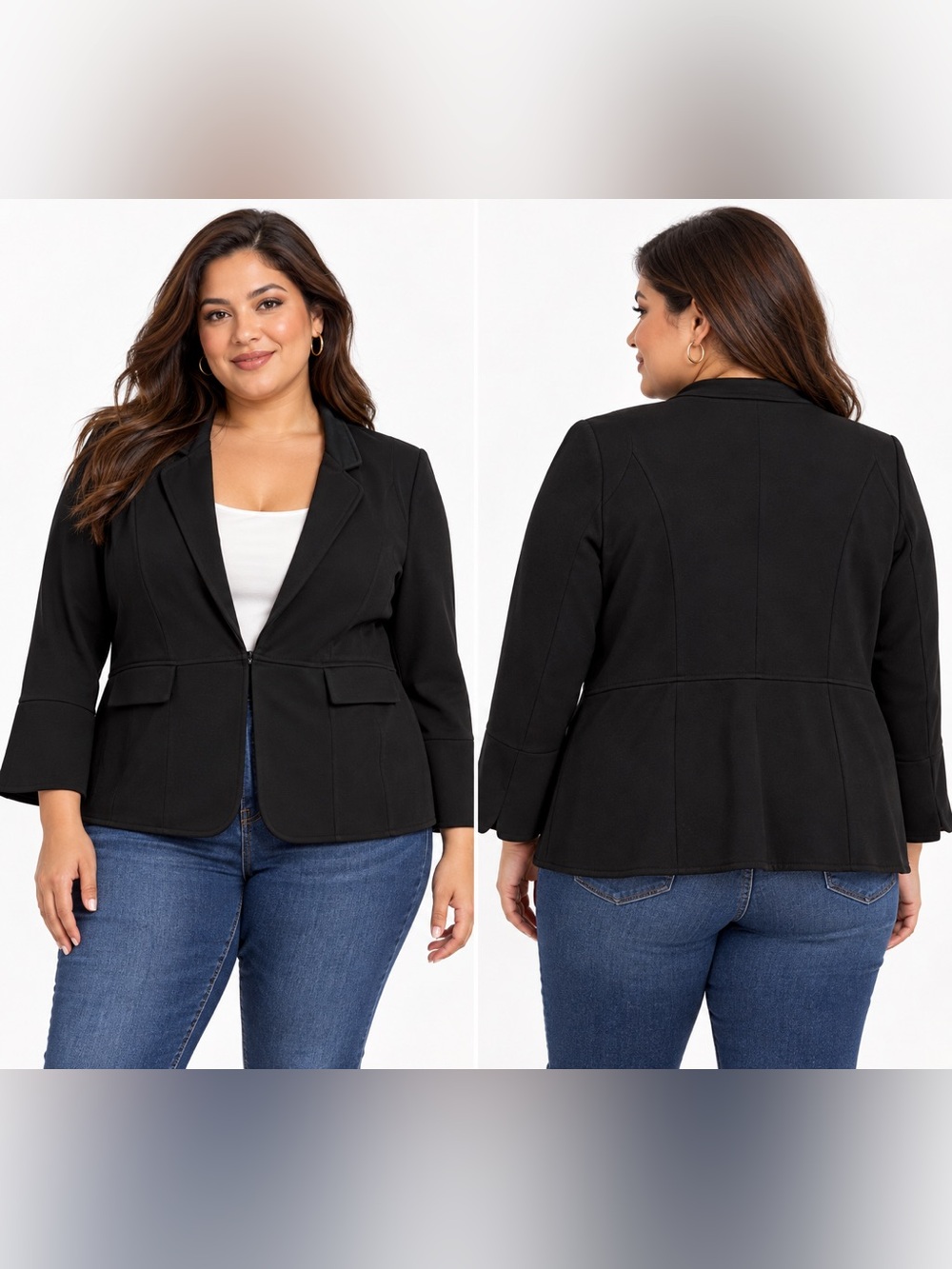 Chico's classic Black Peplum Single-hook Blazer 20W